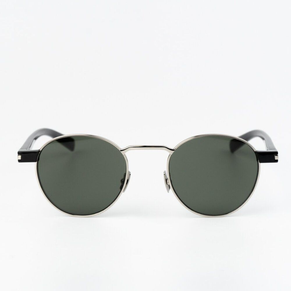 NEW Saint Laurent SL707 001 Silver Havana Grey Oval Unisex Sunglasses